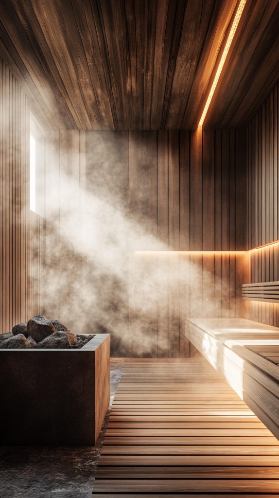 In Blick in eine Sauna